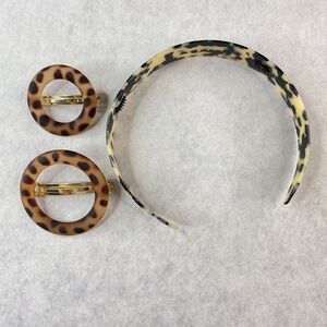 Tortoise Hair Accessories Lot J.Crew Headband & Kristin Ess Hair Barrettes